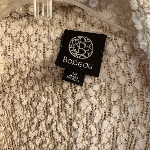 Bobeau Women’s Beige Ivory Cream Knotted Sweater Cardigan Cozy Drape Wrap Size M - Picture 2 of 6